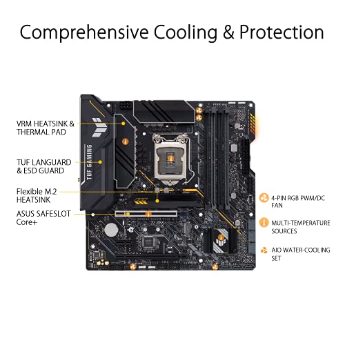 ASUS TUF Gaming B560M-PLUS WiFi - Placa Base Micro ATX (Intel B560 LGA 1200 con VRM de 8+1 Fases, PCIe 4.0, M.2 Gen 4, Wi-Fi 6, 2.5 GB Ethernet, USB 3.2 Gen 1 Tipo C, Tipo-C Frontal, Thunderbolt 4)