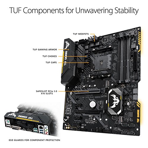 Asus TUF X470-PLUS GAMING AMD AM4 X470 ATX - Placa base gaming con Aura Sync RGB iluminación LED, DDR4 3466MHz , 32Gbps M.2, y USB 3.1 Gen 2