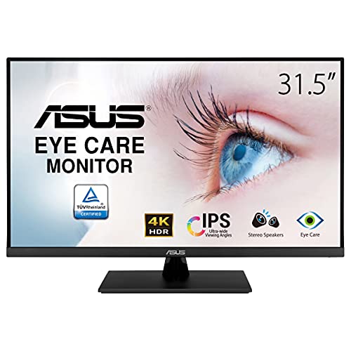 ASUS VP32UQ - Monitor Eye Care 31.5 pulgadas, 4K UHD (3840 x 2160, IPS, 100% sRGB, HDR-10, Adaptive-Sync, DisplayPort, HDMI, Antiparpadeo, Filtro de luz azul)