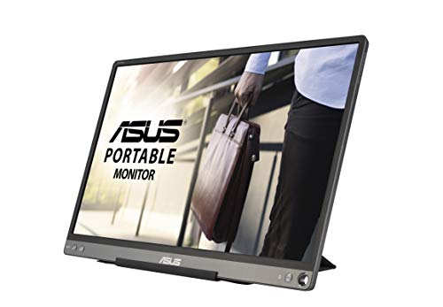 ASUS ZenScreen MB16ACE - Monitor portátil USB de 15.6" FHD (1920x1080, Conectividad híbrida, USB-C, Antiparpadeo, Luz Azul de Baja Intensidad, Acabado antirreflejos) Gris/negro