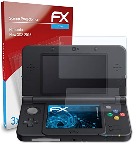 atFoliX Lámina Protectora de Pantalla compatible con Nintendo New 3DS 2015 Película Protectora, ultra transparente FX Lámina Protectora (Set de 3)