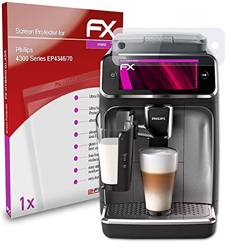 atFoliX Lámina Protectora de plástico Cristal Compatible con Philips 4300 Series EP4346/70 Película Vidrio, 9H Hybrid-Glass FX Protector Pantalla Vidrio Templado de plástico