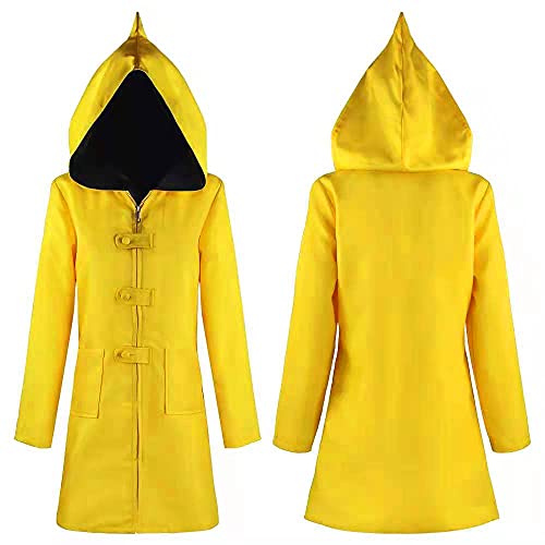 AudMsier Little Nightmare Personaje Del Juego Little Six Cosplay Sudadera Con Capucha Abrigo Amarillo Chaqueta Capa Uniforme de Halloween Adulto (XL)