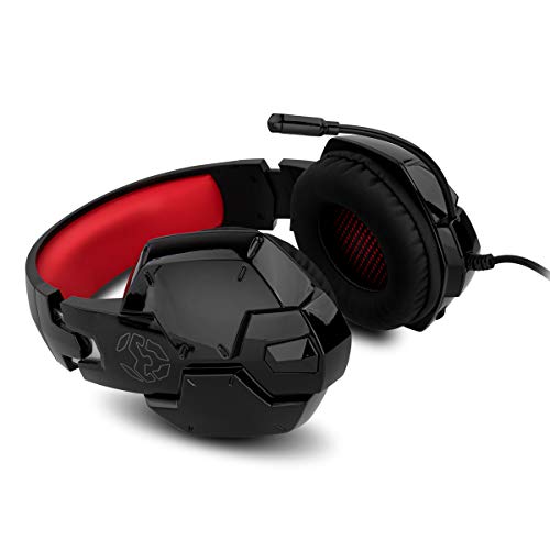 Auricular Gaming KROM KAYN -NXKROMKAYN - Sonido Stereo, Altavoces 50mm, Diadema Ajustable, Micro Flexible, Jack 3.5 mm, Compatible Nintendo Switch, PS4,PS5, PC, Color Negro,rojo