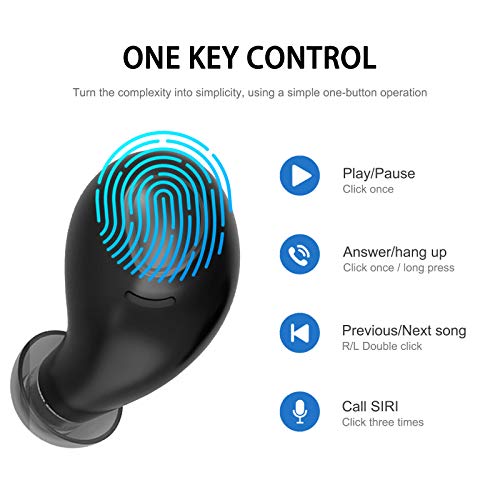 Auriculares Bluetooth 5.0,Auriculares Inalambricos con Micrófono,Bajo Profundo Hi-Fi Sonido Estéreo In-Ear Auricular IPX7 Impermeable, Mini Portátil Digital Display Caja de Carga,para iOS y Android