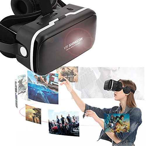 Auriculares de realidad virtual con gafas 3D para juegos de realidad virtual y películas 3D, apto para smartphones iPhone y Android de 3.5 a 6 pulgadas.