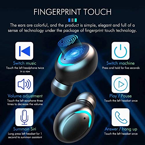 Auriculares inalámbricos Bluetooth 5.0 con reducción de Ruido, Auriculares Deportivos con IPX7, Auriculares estéreo Impermeables en el oído Integrado HD Mic Auriculares para Android e iOS (Negro)