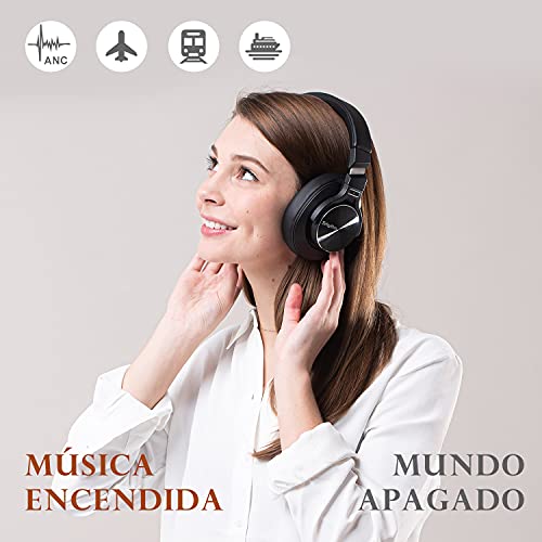 Auriculares Inalámbricos con Cancelación Activa de Ruido Bluetooth 5.0 - Srhythm NC75 Pro con Micrófono CVC8.0, Carga Rápida, Hi-Fi, 40+ Horas de Reproducción - Baja Latencia (Negro)