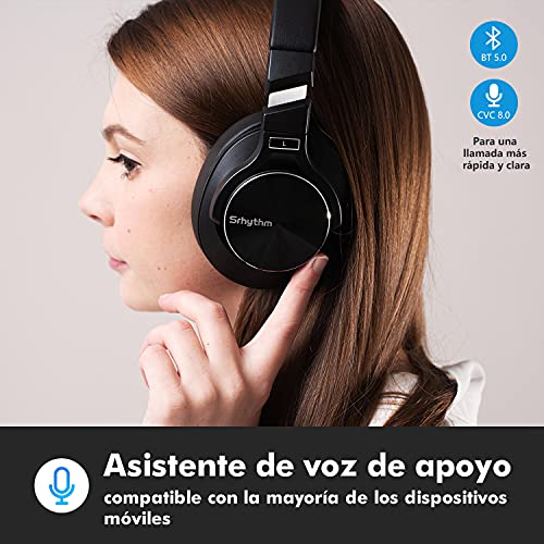 Auriculares Inalámbricos con Cancelación Activa de Ruido Bluetooth 5.0 - Srhythm NC75 Pro con Micrófono CVC8.0, Carga Rápida, Hi-Fi, 40+ Horas de Reproducción - Baja Latencia (Negro)