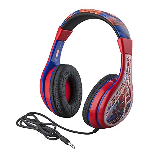 Auriculares para niños Spiderman estéreo Ajustable sin enredos con Cable de 3,5 mm para niños, Control de Volumen Parental, Seguros para niños, Ideales para la Escuela, el hogar, Viajes