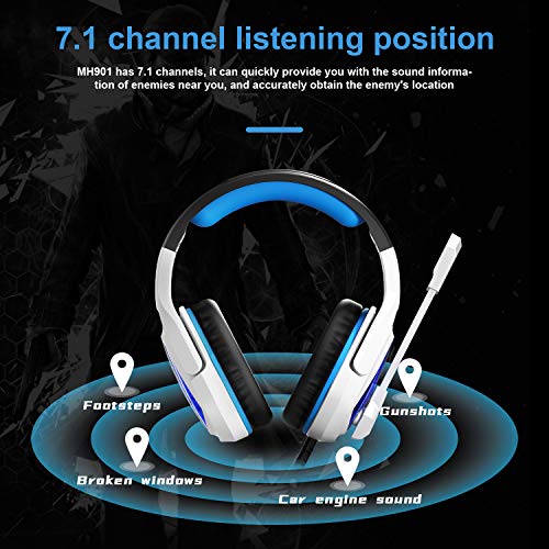 Auriculares para PC con micrófono Auriculares USB para PS4/Xbox one/Ordenador Auriculares para juegos con micrófono Orejeras de memoria blanda sobre el oído Auriculares USB