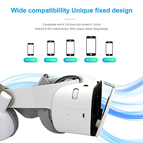 Auriculares VR, Auriculares de Realidad Virtual con Control Remoto VR para iPhone de 4.7-6.3 Pulgadas y teléfono Inteligente Android, Gafas VR Auriculares con Gafas para películas IMAX