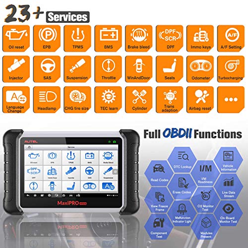 Autel MaxiPRO MP808K OBD2 Diagnósticos Coche Herramienta de Escáner(Diagnóstico de Nivel OE) 30 Servicios, Control Bidireccional/Prueba Activa/Codificación de Claves/AutoVIN, Avanzado de DS808, MP808