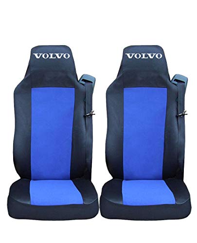 AutoCommerse Juego de Fundas de Asiento para camión y HGV 2 Piezas Euro 6 LHD Color Negro y Azul