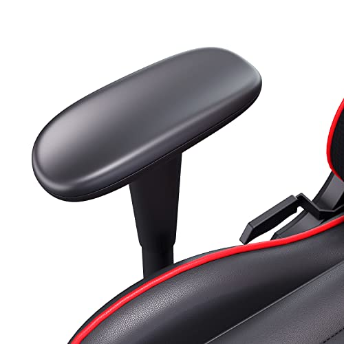 AutoFull Silla Gaming Ergon¡§?Mica Silla de Oficina Silla Gamer Cuero de PU Silla de Escritorio,Altura e inclinaci¡§?n Ajustables,Reposacabezas y Soporte Lumbar,Rojo (garant¡§AA de Tres a?os)