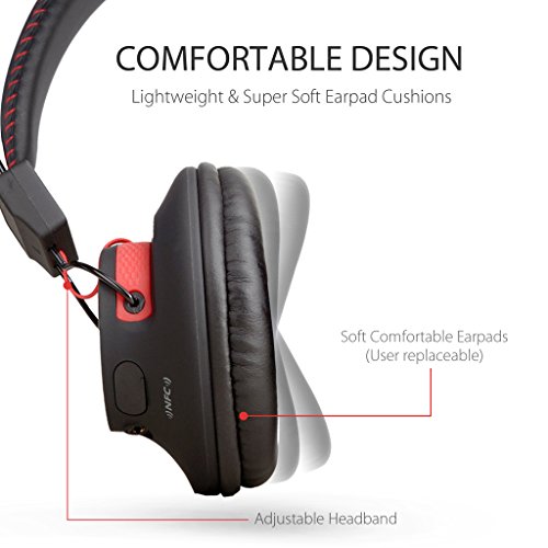 Avantree 40 Horas aptX Hi-Fi Auriculares Diadema Bluetooth Inalambricos para PC TV con micrófono, Over Ear Extra Cómodos y Ligeros, NFC, Inalámbrico con Cable Modo Dual - Audition