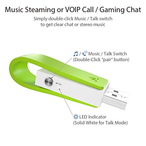 Avantree Leaf Bluetooth USB Dongle para PC PS4 PS5 Mac Nintendo Switch Juegos, Sin Controlador, aptX Baja LATENCIA Transmisor Adaptador Audio Transmisora Largo Alcance Inalámbrica