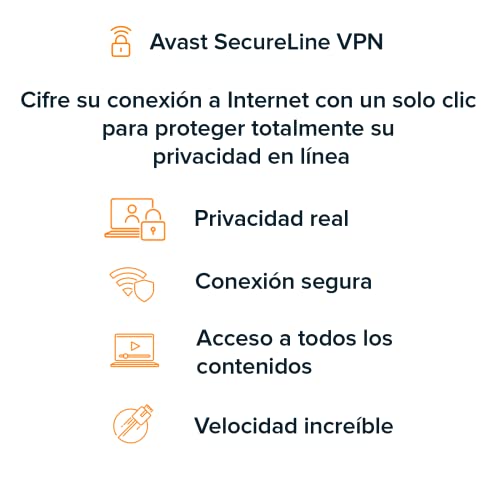 Avast SecureLine VPN - Conexión VPN para proteger la privacidad - Software para descargar | 5 Dispositivo | 1 Año | PC/Mac | Código de activación enviado por email