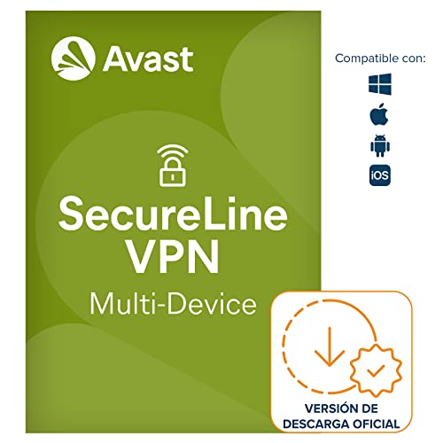 Avast SecureLine VPN - Conexión VPN para proteger la privacidad - Software para descargar | 5 Dispositivo | 1 Año | PC/Mac | Código de activación enviado por email
