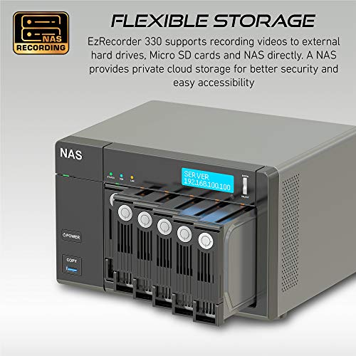 AVerMedia EZRecorder 330, 4K Pass-Through y grabación de 1080p, grabadora HDMI, PVR, DVR, programación programada, IR-Blaster, edición sin PC, fácil instalación