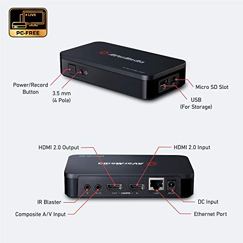 AVerMedia EZRecorder 330, 4K Pass-Through y grabación de 1080p, grabadora HDMI, PVR, DVR, programación programada, IR-Blaster, edición sin PC, fácil instalación