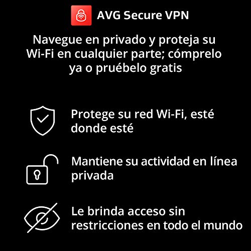 AVG Secure VPN - Conexión Privada Virtual para proteger la privacidad | 5 Dispositivo | 1 Año | PC/Mac | Código de activación enviado por email