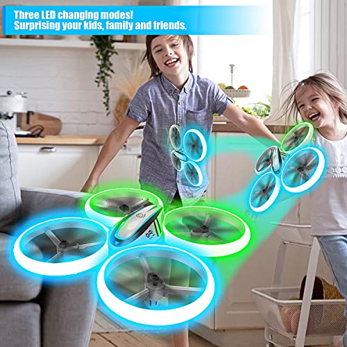 AVIALOGIC Q9s Drones para Niños,Dron Helicopteros Teledirigidos con Luces Azules & Verdes y Baterías Dobles, Cuadricóptero con Retención de Altitud y Modo Sin Cabeza, Regalos Para Niños