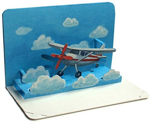 AVIÓN Pop-Up / 3 D tarjeta doblada desde un avión pequeño - ideal como un vale de viaje o como una tarjeta de cupón para un vuelo / vacaciones