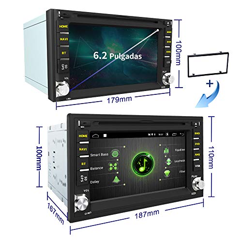 AWESAFE Android 10.0 [2GB+32GB] Radio 2 DIN Universal con 6.2 Pulgadas Pantalla, Autoradio 2 DIN con CD DVD/WiFi/Navegador GPS/Bluetooth/Mandos Volantes/RDS/USB/SD/Subwoofer/Mirror Link