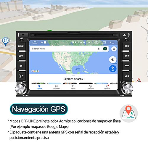 AWESAFE Android 10.0 [2GB+32GB] Radio 2 DIN Universal con 6.2 Pulgadas Pantalla, Autoradio 2 DIN con CD DVD/WiFi/Navegador GPS/Bluetooth/Mandos Volantes/RDS/USB/SD/Subwoofer/Mirror Link