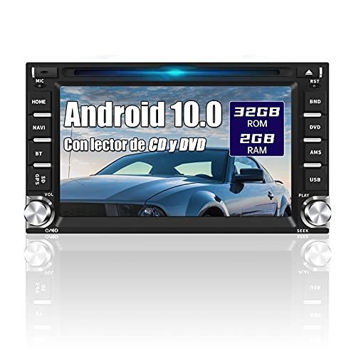 AWESAFE Android 10.0 [2GB+32GB] Radio 2 DIN Universal con 6.2 Pulgadas Pantalla, Autoradio 2 DIN con CD DVD/WiFi/Navegador GPS/Bluetooth/Mandos Volantes/RDS/USB/SD/Subwoofer/Mirror Link
