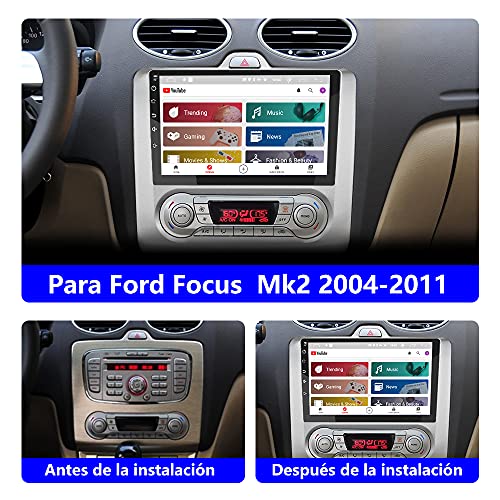 AWESAFE Android 10.0 [2GB+32GB] Radio Pantalla para Ford Focus Mk2 2004-2011 con 9 Pulgadas Pantalla Táctil para Coche, Autoradio con Bluetooth/GPS/FM/WiFi/USB/RCA, Apoyo Mandos Volante, Aparcamiento