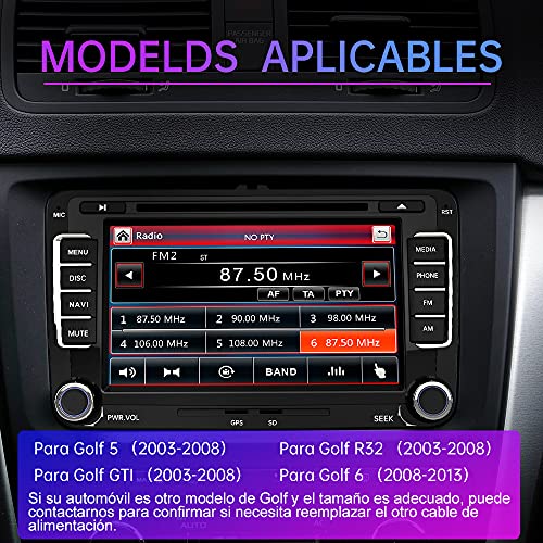 AWESAFE Radio Coche con Pantalla Táctil 2 DIN para VW Golf, Autoradio 7 Pulgadas con Bluetooth/GPS/FM/RDS/CD DVD/USB/SD, Apoyo Mandos Volante, Mirrorlink y Navegador GPS