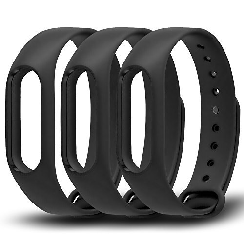 awinner negro impermeable de repuesto para XIAOMI Mi Banda 2 inteligente Miband 2 nd (sin actividad rastreador), paquete de 3 , Negro