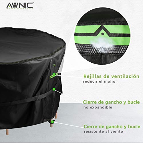 AWNIC Funda Mesa Exterior Impermeable Redonda Funda de la bañera Caliente para el Lay Z SPA Jardín Funda Muebles Patio Terraza Funda para SPA Oxford Resistente Ø250X71cm