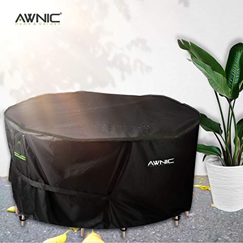 AWNIC Funda Mesa Exterior Impermeable Redonda Funda de la bañera Caliente para el Lay Z SPA Jardín Funda Muebles Patio Terraza Funda para SPA Oxford Resistente Ø250X71cm