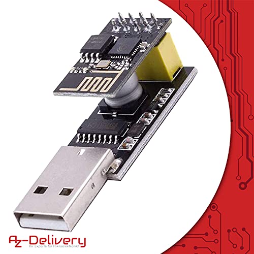 AZDelivery ESP8266 ESP-01S Modulo WiFi con USB Adaptador Compatible con Arduino con E-Book Incluido!