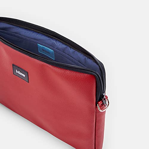 b-Kover Funda de Piel Vegana para portátil 13 de Pulgadas, Impermeable y con Cremallera, Ideal para IR al Trabajo, la Escuela o de Viaje, Fabricado en España