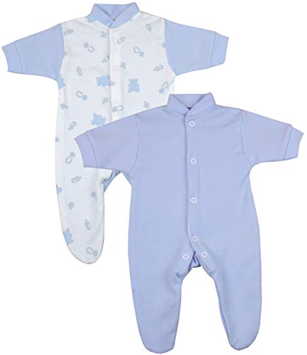 Babyprem Bebé Prematuro Conjunto 2 Pijama Mameluco Oso Ropa de Algodón Niñas 32-38cm Azul