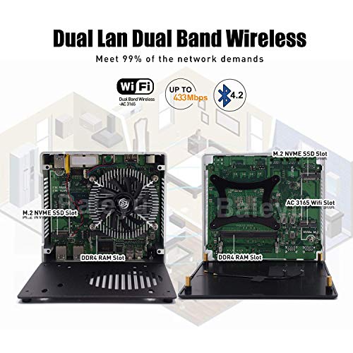 Baieyu Mini PC i7, 32GB DDR4 256GB NVME SSD, Intel HD Graphics 630, Mini Ordenador Windows 10 Pro, Dual Band WiFi/Bluetooth 4.2/HDMI/DP/Gigabit Ethernet/4K HD