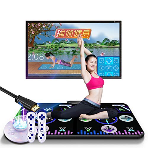 Bailar esteras doble Familia TV somatosensoriales juegos espesado inalámbrica Yoga manta de 30 mm con cremallera esteras de sorteo atmósfera etapa de la luz, tarjeta de memoria 8G ( Color : Black )