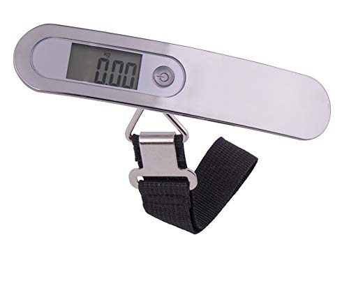 Balanza de Mano Digital precisa para Equipaje de Viaje Escala de Equipaje Maleta Colgante de Peso con Correa 110 lb/50 kg LCD Luz de Fondo Función de Tara Apagado automático (A20 Correa)