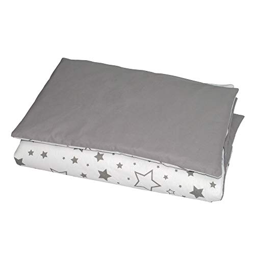 Balbina Juego de cama para bebé reversible ☆ estrellas 100 x 135 cm funda nórdica 40 x 60 cm funda de almohada |2 piezas 100% algodón con cremallera (estrellas grises)