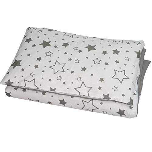 Balbina Juego de cama para bebé reversible ☆ estrellas 100 x 135 cm funda nórdica 40 x 60 cm funda de almohada |2 piezas 100% algodón con cremallera (estrellas grises)