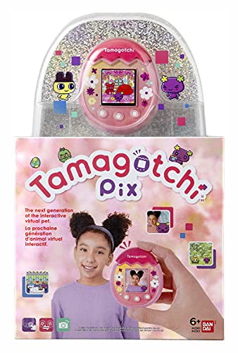 bandai españa,s.a Tamagotchi Pix, Mascota Virtual Color rosa, Floral