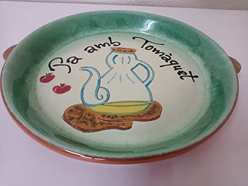BANDEJA ARTESANAL PARA COMERTE UN BUEN PAN CON TOMATE. DE 32CM. Exclusiva. Novedad. Oportunidad. Hecho a mano. Artesanos de España. ENVÍO GRATIS. Pa amb tomàquet.