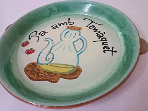 BANDEJA ARTESANAL PARA COMERTE UN BUEN PAN CON TOMATE. DE 32CM. Exclusiva. Novedad. Oportunidad. Hecho a mano. Artesanos de España. ENVÍO GRATIS. Pa amb tomàquet.