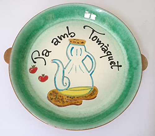 BANDEJA ARTESANAL PARA COMERTE UN BUEN PAN CON TOMATE. DE 32CM. Exclusiva. Novedad. Oportunidad. Hecho a mano. Artesanos de España. ENVÍO GRATIS. Pa amb tomàquet.