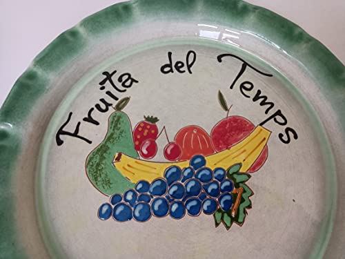 BANDEJA DE CERÁMICA FRUTA DEL TIEMPO DE 32CM. Exclusiva. Novedad. Oportunidad. Hecho a mano. Artesanos de España. ENVÍO GRATIS. "Fruita del temps"