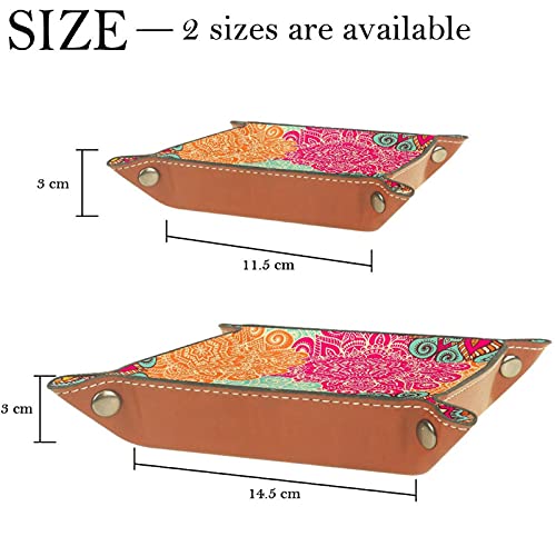Bandeja de dados colorida Mandala estilo indio Bohemia Dice Rolling Tray Holder Caja de almacenamiento para RPG D&D Dice Tray y juegos de mesa, doble cara plegable portátil de cuero PU